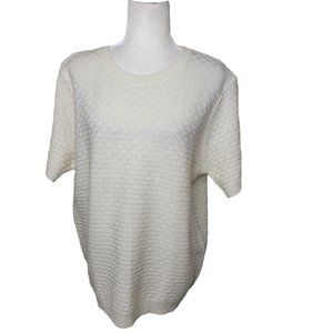 Vintage Blair Short-Sleeve Sweater Top Size Large Off-White Cream Acrylic